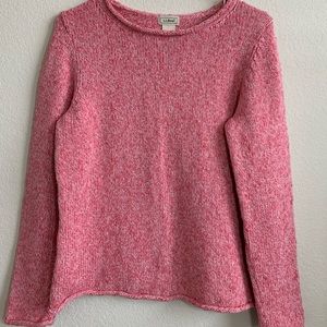 LL Bean Crew neck Pink Cotton Knit Pullover
